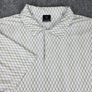 Nike Golf Shirt Mens XL White Argyle Polo Dri-FIT UV Short Sleeve Performance